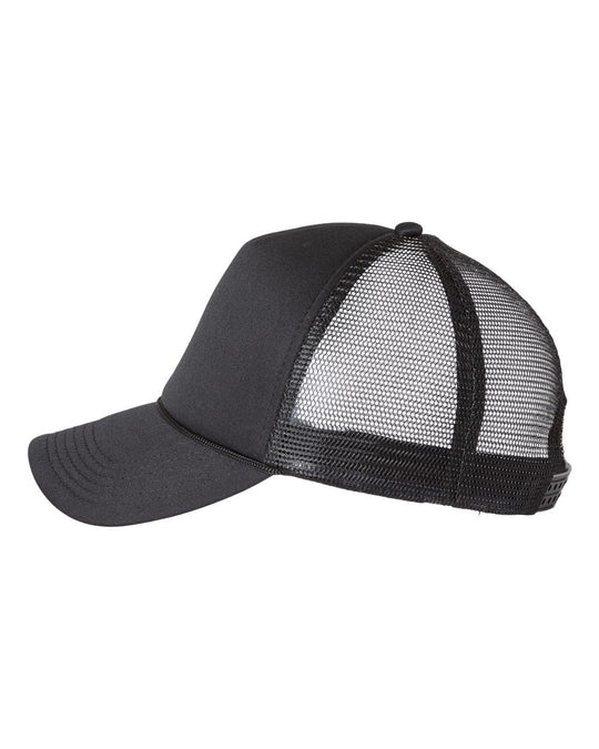Black/Black Foam Mesh-Back Trucker Cap