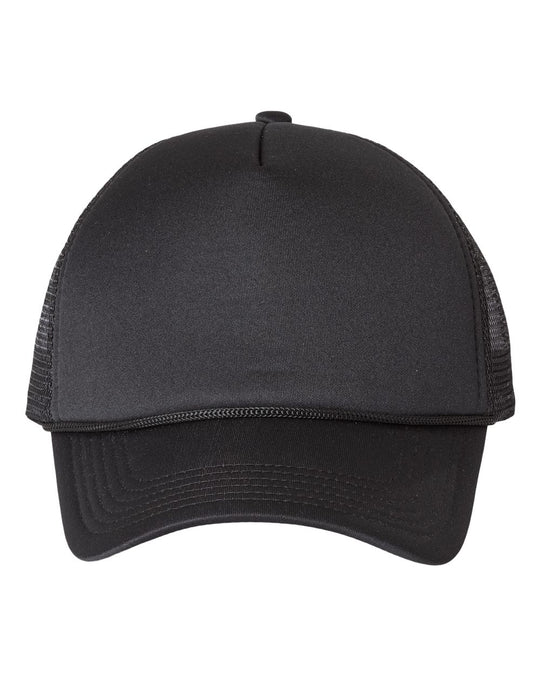 Black/Black Foam Mesh-Back Trucker Cap