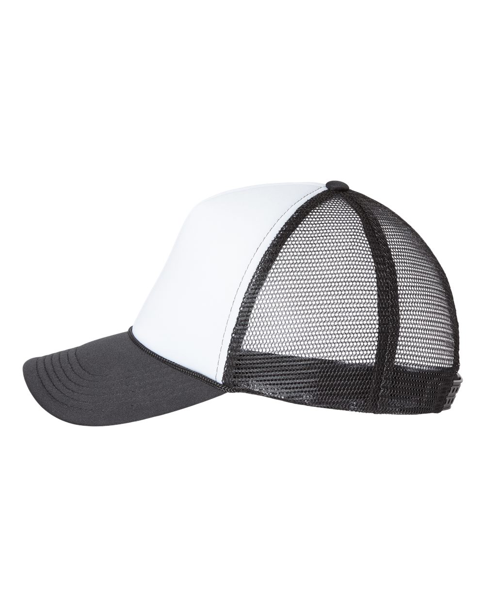 White/Black Foam Mesh-Back Trucker Cap
