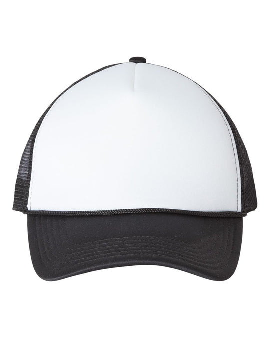 White/Black Foam Mesh-Back Trucker Cap