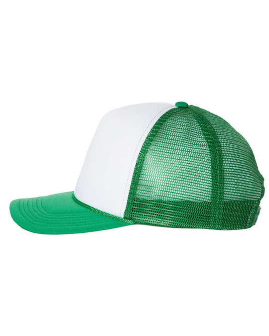 White/Kelly Foam Mesh-Back Trucker Cap