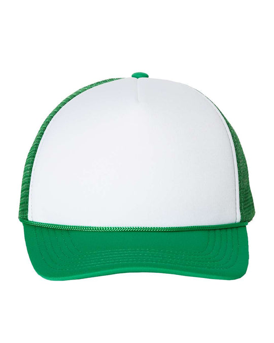 White/Kelly Foam Mesh-Back Trucker Cap